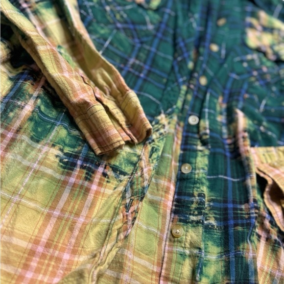 💚 Croft & Barrow Bleached Plaid Button Up Shirt XL VGUC 🌟✨ - Picture 3 of 4